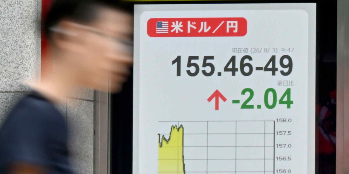 日美联合干预汇市后日元升至1美元兑155日元